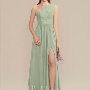 Bridemaid  JJs House One-Shoulder Mint Green Dress